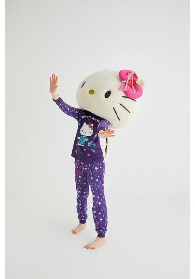 Hello Kitty Kız Çocuk Kız Uzun Kol 100% Pamuklu Pijama Takımı Renklı