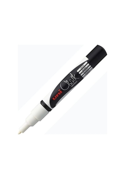 Uni Chalk 1.8-2.5 Mm Yuvarlak Uç Su Bazlı Sıvı Tebeşir Kalemi Beyaz
