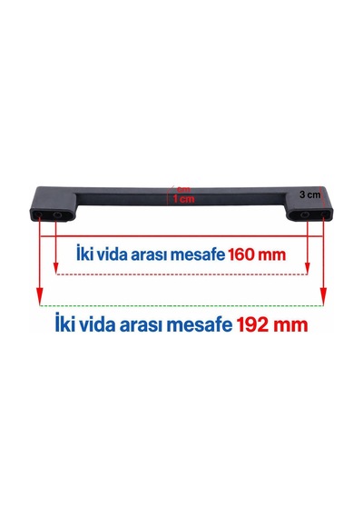 Çift Delikli Siyah 160-192mm Metal Köprü Kale Kulp,lüks Mutfak Mobilya Dolap Çekmece Kulp 10 Adet Siyah Siyah