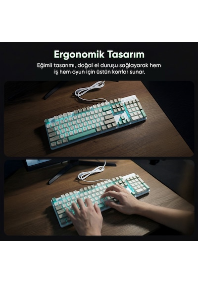 Aula S500 Blue Switch Mavi Led Aydınlatmalı Makrolu Kablolu Gaming Mekanik Oyuncu Klavyesi