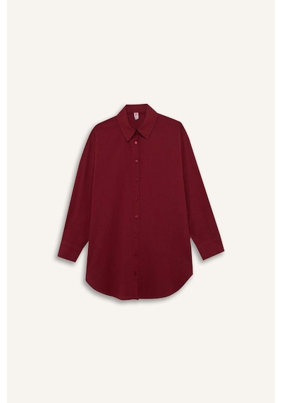 DeFacto Regular Fit Pamuklu Plaj Gömleği-Fall in Love W8241AZ25SMBR285 Bordo