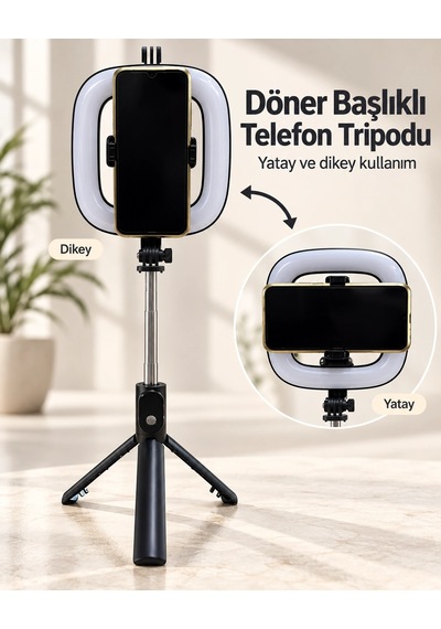 Mey İthalat Bluetooth Kumandalı Telefon Tripodu Rgb Halka Işık Ve Manyetik Tutucu Çok Renkli