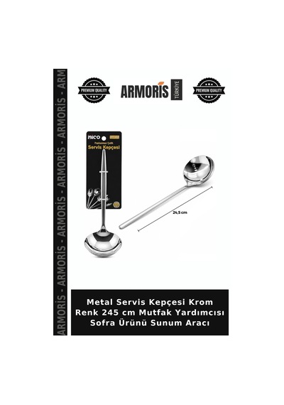 Metal Servis Kepçesi Krom Renk 245 Cm Mutfak Yardımcısı Sofra Ürünü Sunum Aracı