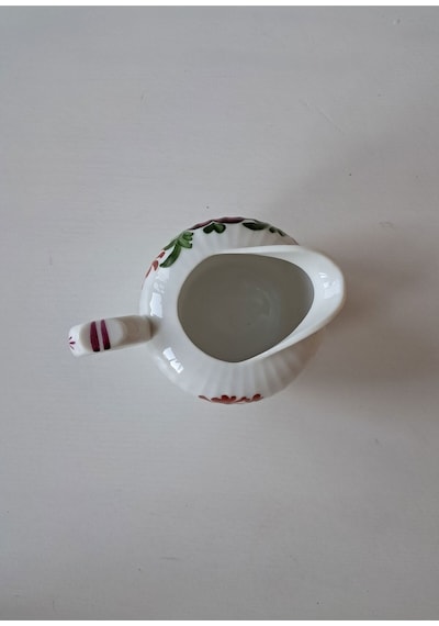 Handgemalt Alman Antika Çiçek Figürlü Antika Porselen Sütlük Çok Renkli
