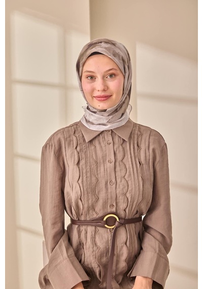 Silk Home Olinda İpek Eşarp 47004-01 Gri, Koyu Vizon, Mor, Koyu Yeşil