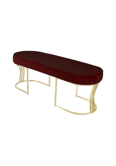 Viego Gold Striped- Bordo Kapitoneli Chester Model Puf & Bench & Koltuk & Uzun Makyaj Puff & Yatak Ucu &önü