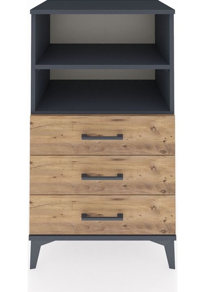 Hyperion Komodin 2 Raflı 3 Çekmeceli 60x44x106 Antrasit-çam Antrasit