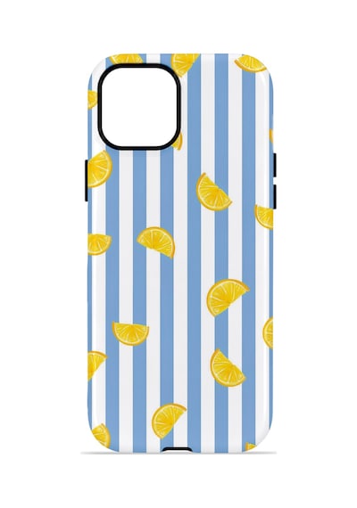 Apple iPhone Uyumlu 14 Vorian Çift Katmanlı Magsafe Kılıf Lemon Confetti Blue