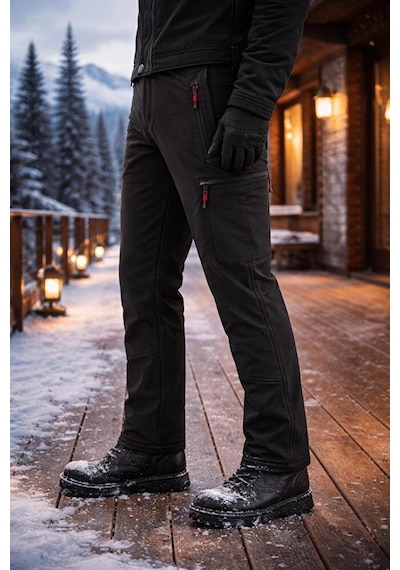 Vatan Tekstil İçi Polarlı Kışlık Softshell Rüzgar Geçirmez Su İtici Kumaş Erkek Motorcu Pantolonu