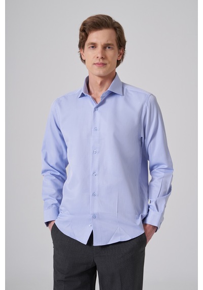 Morven Erkek Mavi Polyester Trend Slim Fit Tam İtalyan Yaka Gömlek 26mc004044300 Mavi