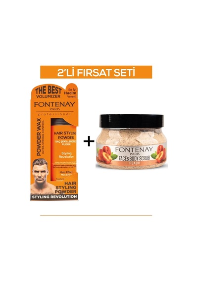 Fontenay Pudra Toz Wax Turuncu 20gr + Face And Body Peeling Scrub Yüz Maskesi Şeftali 350ml 2'li Set