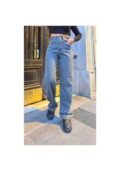 Kene Jeans Yüksek Bel Yan Kemer Tokalı Kargo Cep/baggy Bol Paça Jeans Çok Renkli