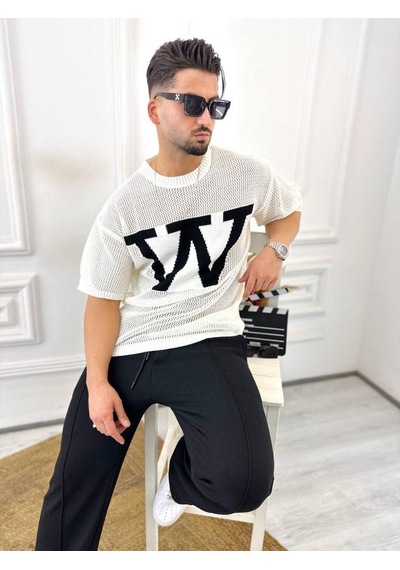 T-shirt Nefes Alabilen Terletmez Örme Pamuk Fileli Bisiklet Yaka Tişört Beyaz