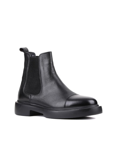 Shoetyle - Siyah Deri Erkek Chelsea Bot 250-080-922 Siyah