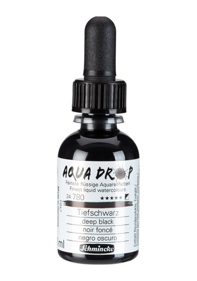 Schmincke Aqua Drop Sıvı Suluboya 30ml - Deep Black