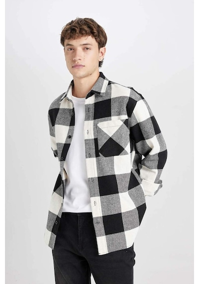 DeFacto Regular Fit Kareli Oduncu Uzun Kollu Gömlek D3298AX24WNBK81