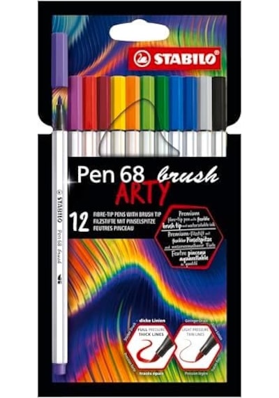 Pen 68 Brush Arty - Premium Keçeli Kalem - 12'li Paket - Çeşitli Renkler