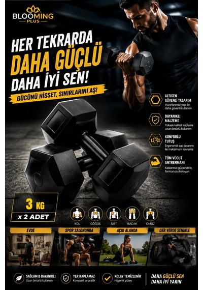 3 Kg Dambıl Seti X 2 Adet Toplam 6 Kg