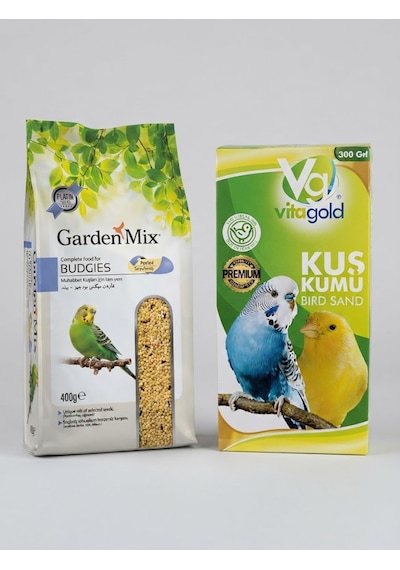 Muhabbet Kuşu Yemi 400 Gr Soyulmuş Darılar Yem & Vitagold Premium Kuş Kumu 300 Gr Sindirim Düzenleyici Kuş Kumu