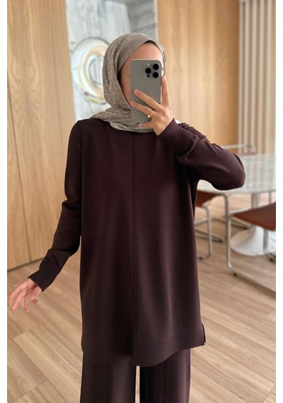 Kahijab Arlena Premium Rayon Takım - Kahverengi Kahverengi
