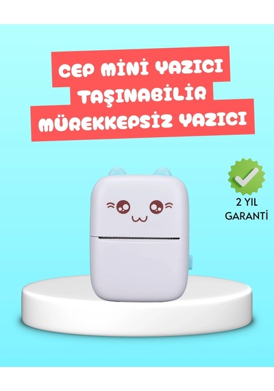 Mini Termal Yazıcı Kablosuz Taşınabilir Bluetooth Bağlantılı 200 Dpı Çok Renkli