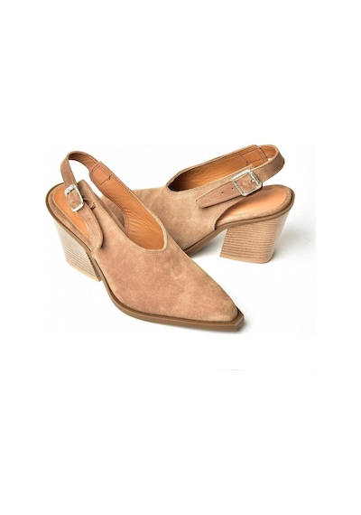Fox Shoes U654304202 Vizon Hakiki Deri Süet Western Topuklu Ayakkabı