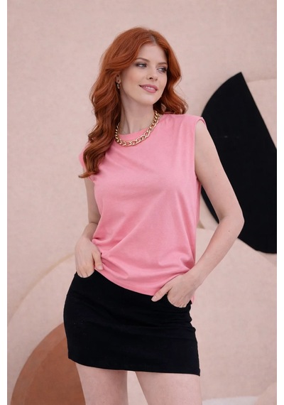 Bbbutikbasic T Kol Penye Bluz Hkn34 Pembe