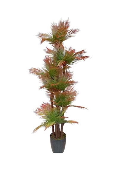 Kızıl Areka Palmiye 180 Cm 54 Yaprak 6 Gövde Ev Ofis İçin Sonbahar Yapraklı Yapay Ağaç
