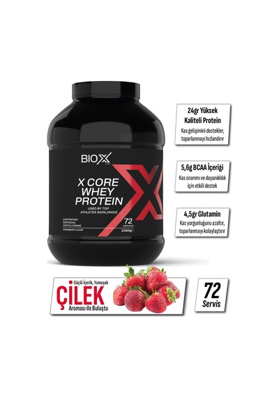 Whey Protein Çilekli Protein Tozu 72 Servis 2300 Gr + Kreatin 100 Servis 300 Gr + Shaker Çilek