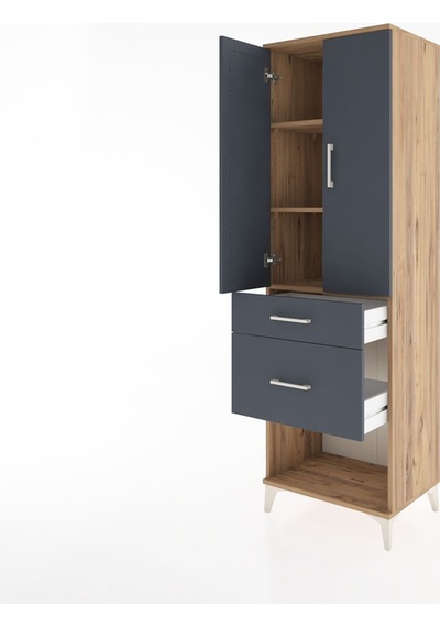 Hyperion Dolap 3 Raflı 2 Çekmeceli 2 Kapaklı 60x44x195 Çam-an... Çam
