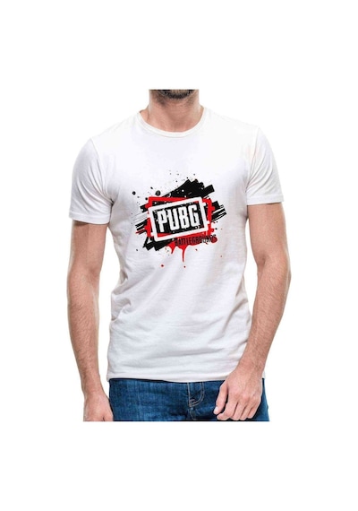 Pubg Playerunknowns Baskılı Beyaz Erkek Tshirt
