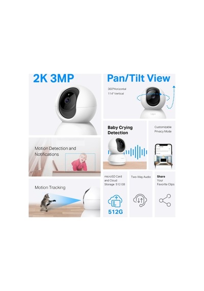 Tp-lınk 3mp Tapo C210 Akıllı Güvenlik Bebek Kamerası Wlan Kablosuz