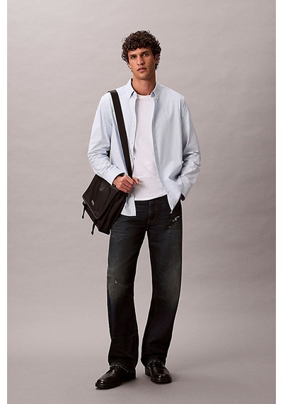 Calvin Klein Erkek Regular Fit Düğmeli Yaka Oxford Gömlek - Açık Mavi Plein Air