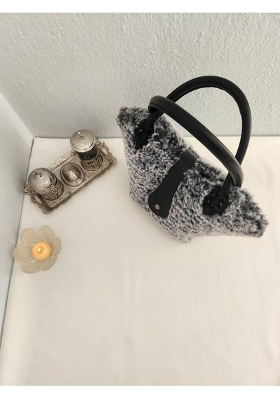 Fikriharika Design Zara Model, Gri-siyah, Peluş, Kanvas, Kadın El Çantası Siyah Siyah Melanj