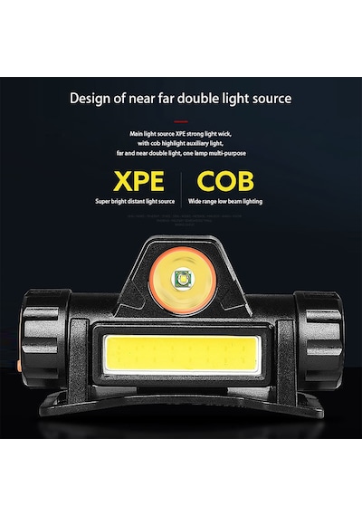 Usb Şarjlı Led Outdoor Kamp Kafa Lambası Feneri Siyah
