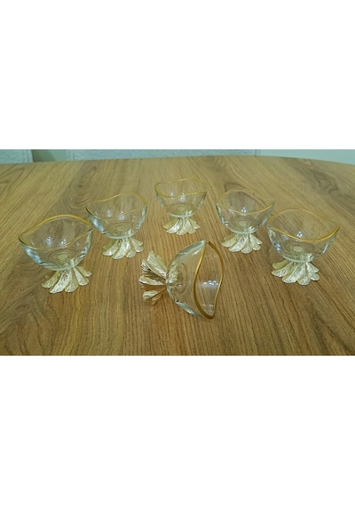 Alfafe Home 6 Lı Lüx Kahve Yanı Mini Lokumluk Şekerlik Sosluk Reçellik Çerezlik Kase Gold