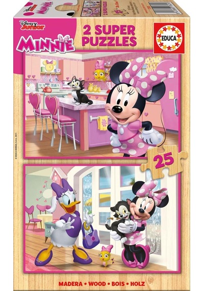 Educa 2X25 Parça Minnie Happy Helpers Ahşap Çocuk Puzzle