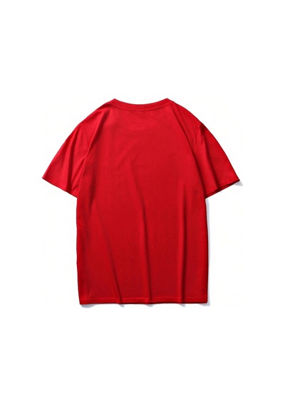 Üçgen Dağ T-shirt - Kırmızı Baskılı Oversize Bisiklet Yaka Kısa Kol Tişört Kırmızı