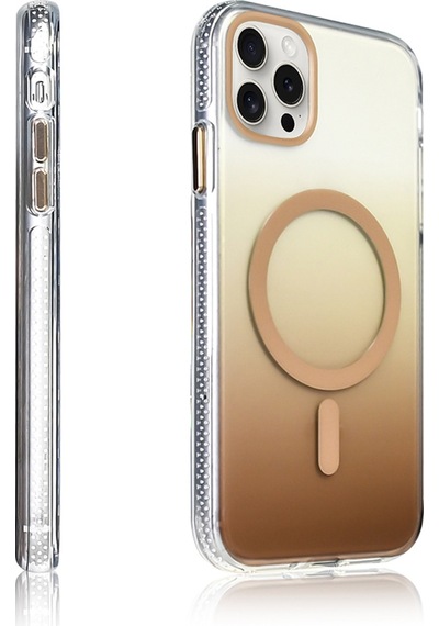 Techaks Apple Uyumlu iPhone 14 Pro Max Kılıf M-safe Şarj Özellikli Transparan Renk Geçişli Tchs Toros Kapak - Siyah Siyah