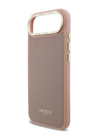 Apple Uyumlu iPhone 17 Air Kılıf Lacoste Lisanslı M-safeli Champs Elysees Pu Deri Tasarımlı Kapak Pembe Pembe