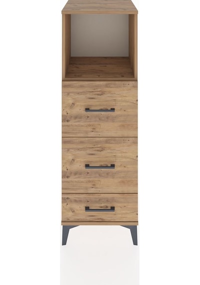 Hyperion Dolap 2 Raflı 3 Çekmeceli Tek Kapaklı 44x44x134 Çam-çam Atlas Çam