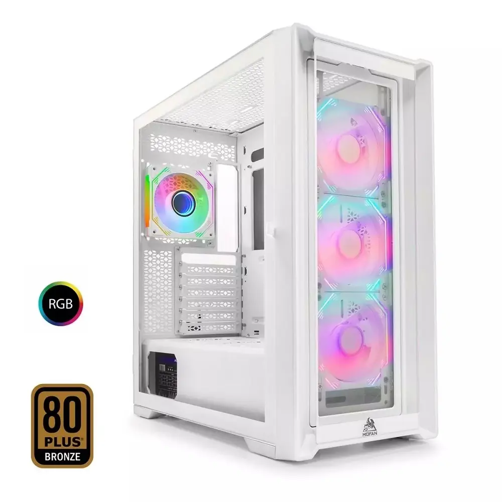 Mofan Mf2902w 850w 80plus Bronze Power Supply 4 Rgb Fan Temperli Cam Beyaz Gaming Kasa