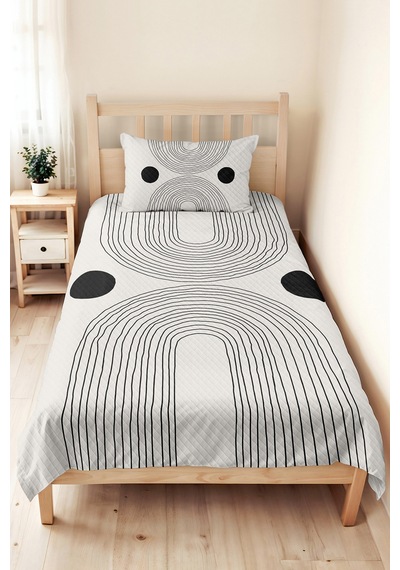 Geometrik Siyah Genç Odası Tek Kişilik Pike Takımı - Modern Çizgili 160x220 Cm Kapitone Yatak Örtüsü Kremamsı Kervan Akışı Geometrik Siyah Genç Odası Tek Kişilik Pike Takımı - Modern Çizgili 160x220 Cm Kapitone Yatak Örtüsü Kremamsı Kervan Akışı