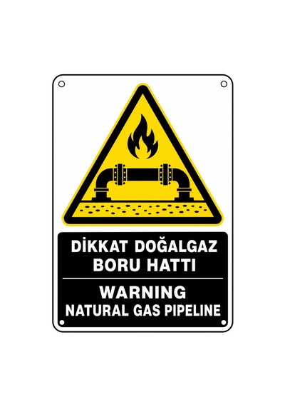 Dikkat Doğalgaz Boru Hattı 21x30cm Pvc Isg Levha