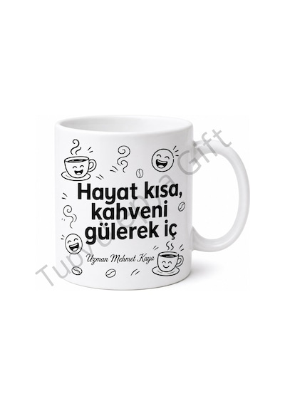 Espirili Yazılı Kişiye Özel Baskılı Kupa Bardak Komik Hediye Beyaz