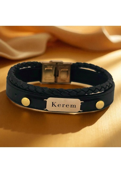 Archin Kerem İsmine Özel Hakiki Siyah Derili Oval Motifli 14 Ayar Altın Plakalı Hediye Bileklik-563isim Kerem Archin Kerem İsmine Özel Hakiki Siyah Derili Oval Motifli 14 Ayar Altın Plakalı Hediye Bileklik-563isim Kerem