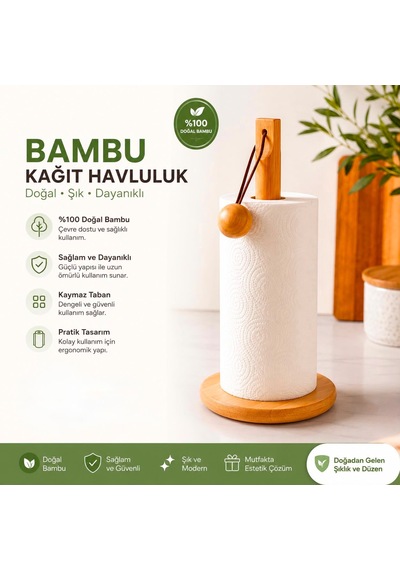 Top Detaylı Ahşap Kağıthane Havluluk Bambu