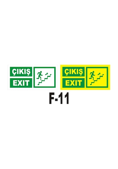 Fosforlu & Düz Levha Çıkış Exıt Yönlendirme Sağ Merdiven Yukarı