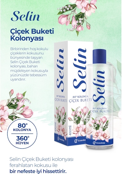 Parfümlü Kolonya Çiçek Buketi 400 Ml 3'lü Set