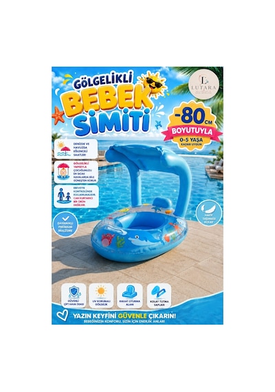 Gölgelikli Şişme Deniz Ve Havuz Simidi 1-5 Yaş Çocuklar İçin